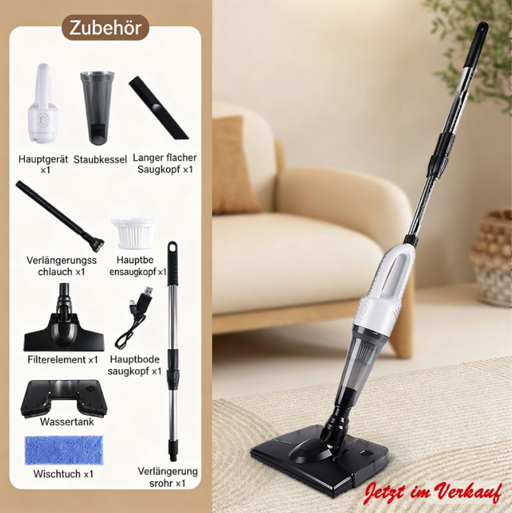 🚀Nass- und Trockenstaubsauger mit Selbstreinigungsfunktion ⚡ Kabelloser All-in-One Bodenreiniger für Hartböden 🏠 Leicht & Effizient: Entfernt Tierhaare und Krümel mühelos 🐾🧹