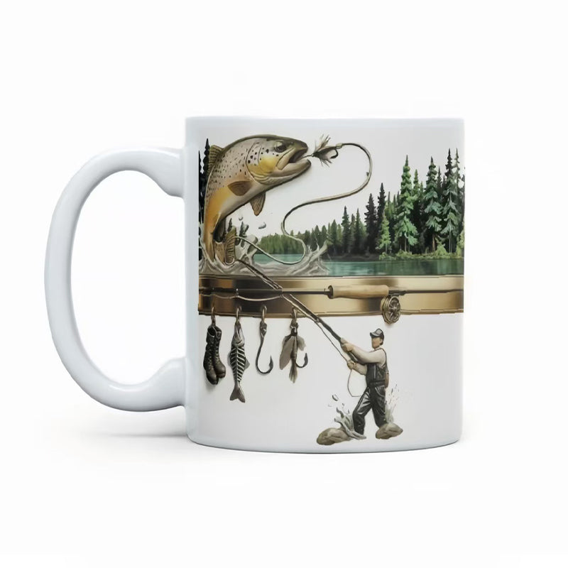 Keramik-Kaffeetasse mit Fischermotiv