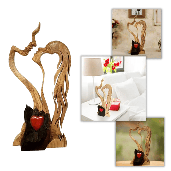 👩❤️👨Para Love Fa dekorative Ornamente, kreative dekorative Kunst,Holzschnitzerei in Herzform Dekoration