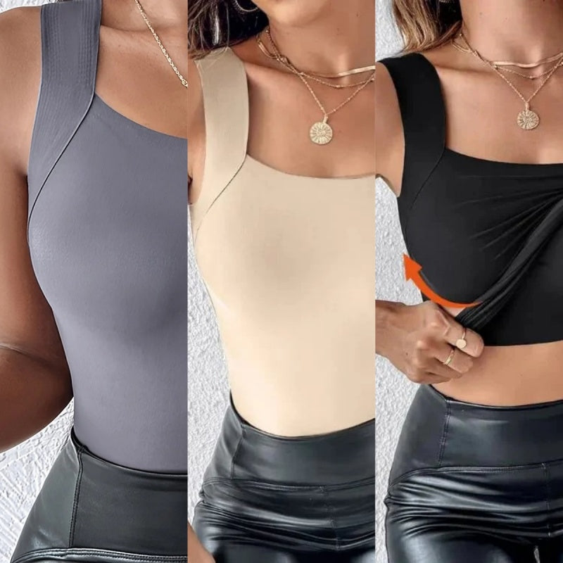 👚 🔥60.000+ VERKAUFT!💐Damen-Thermotops mit Rundhalsausschnitt und integriertem BH