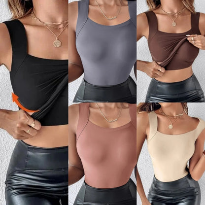 👚 🔥60.000+ VERKAUFT!💐Damen-Thermotops mit Rundhalsausschnitt und integriertem BH