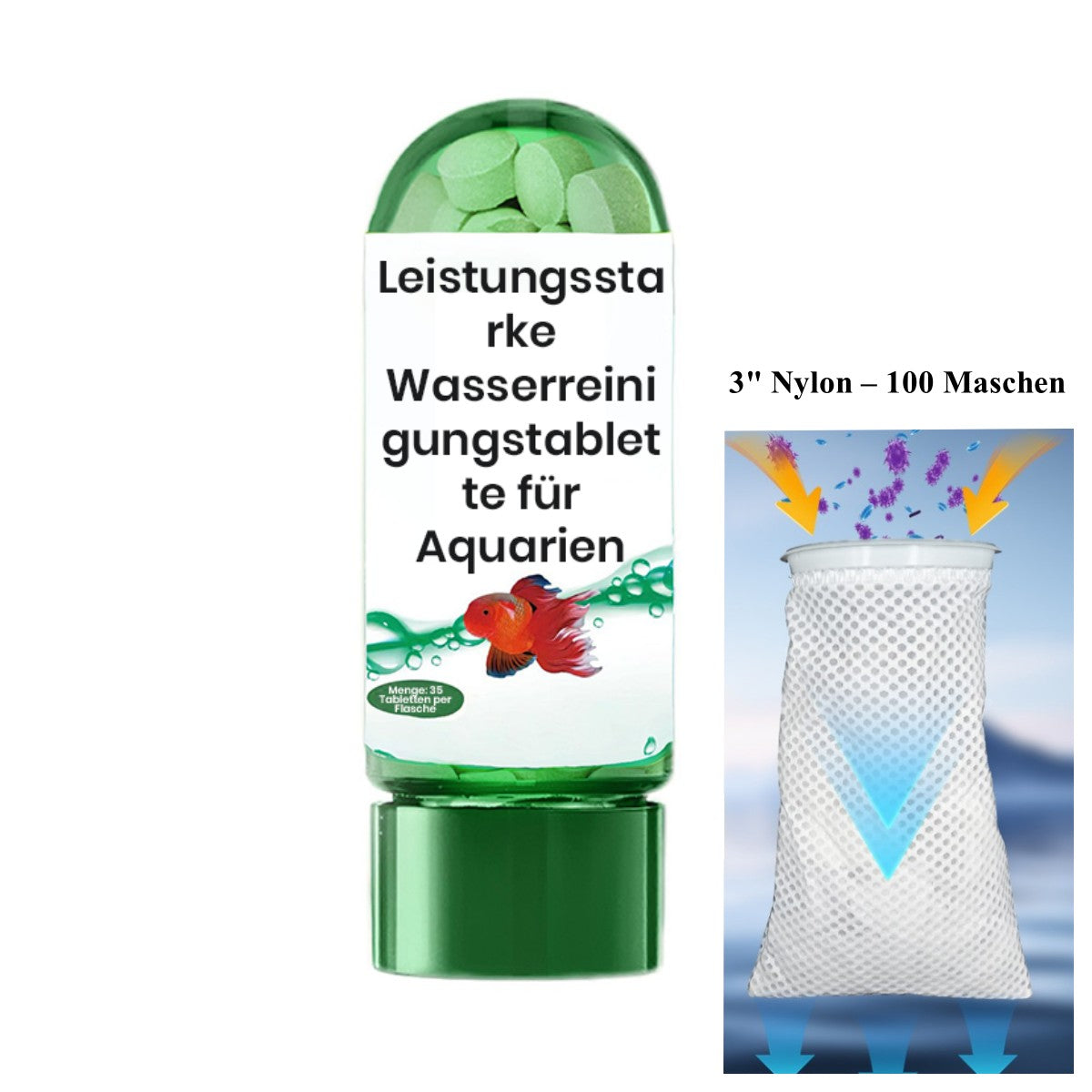 ♻️💧Leistungsstarke Wasserreinigungstablette für Aquarien