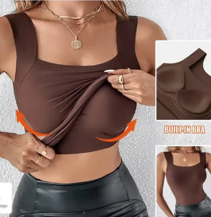 👚 50% RABATT! 🔥⚡60.000+ VERKAUFT!💐Damen-Thermotops mit Rundhalsausschnitt und integriertem BH