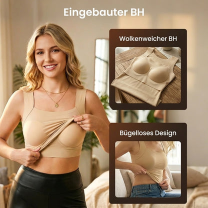 👚 🔥60.000+ VERKAUFT!💐Damen-Thermotops mit Rundhalsausschnitt und integriertem BH