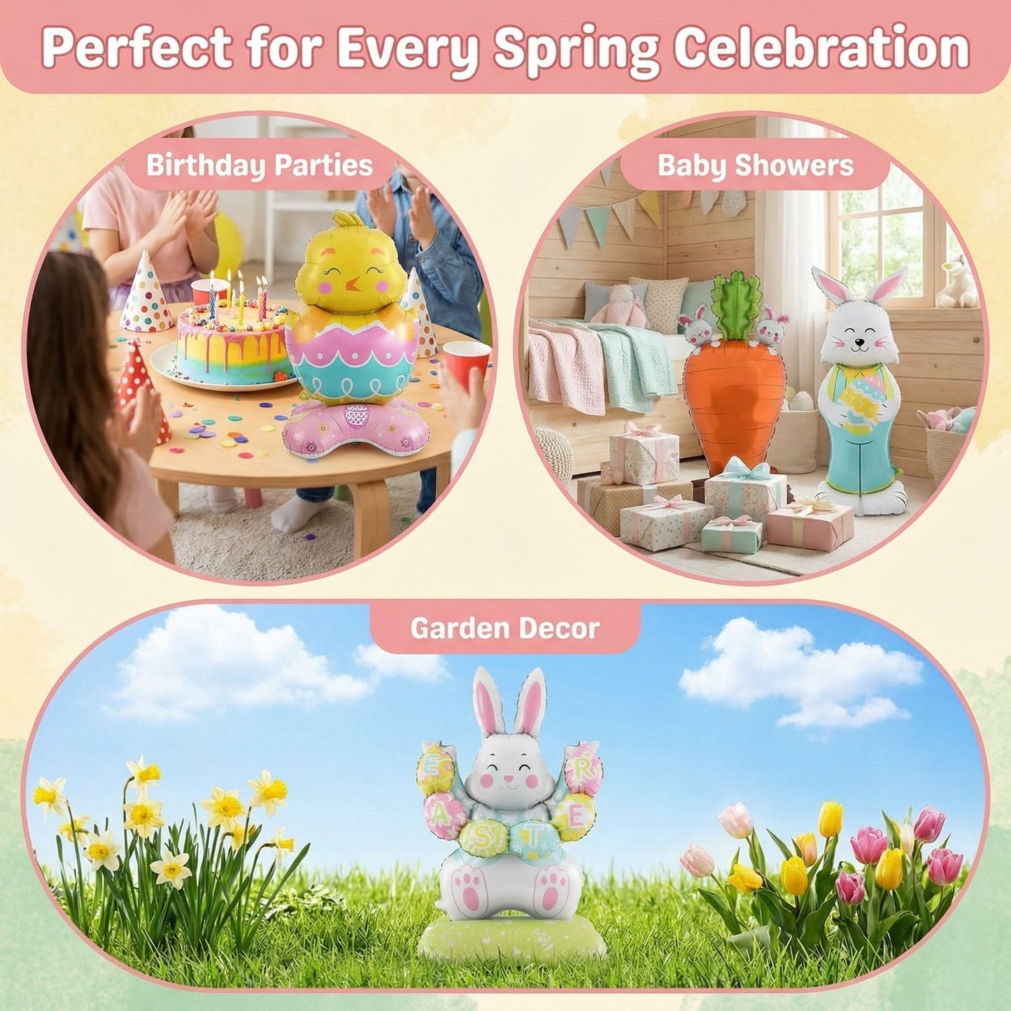 🎁 Oster-Frühbucher-Sale : €9.99!!🐰 Riesen 3D-Steh-Hase-Ballon – selbststehend für festliche Stimmung