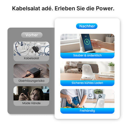 🔥 50% Direktrabatt ⚡ Der magnetische 2-in-1-Kabellose Ladestand – ablegen, sofort laden, aufnehmen, sofort nutzen