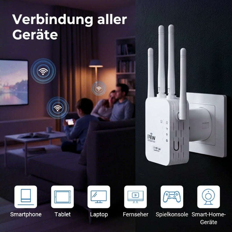 🎁 WLAN-Verstärker – 1200 Mbit/s, Dualband (5 GHz / 2,4 GHz) 📶 Maximale Signalverstärkung – stabile Verbindung im ganzen Haus!