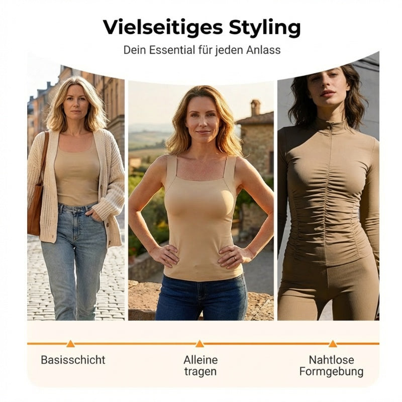 👚 🔥60.000+ VERKAUFT!💐Damen-Thermotops mit Rundhalsausschnitt und integriertem BH