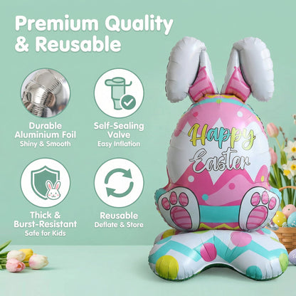 🎁 Oster-Frühbucher-Sale : €9.99!!🐰 Riesen 3D-Steh-Hase-Ballon – selbststehend für festliche Stimmung