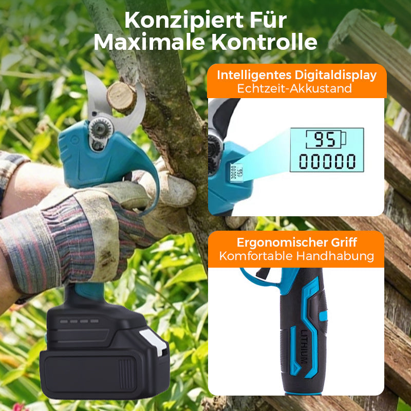 ELEKTRISCHE GARTENSCHEERE - Akku & 10mm Schnittkapazität, 2h Schnellladung, Ergonomisch für Garten und Obstgarten 🌿🔋
