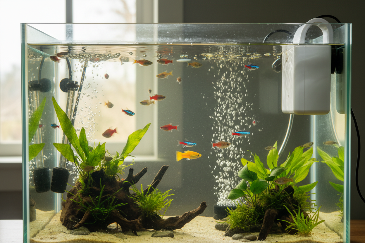 3-in-1-Filter für Aquarien – Filtration, Sauerstoffierung und Wasserpumpung