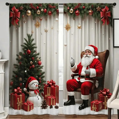🎅Weihnachtsangebot – 50 % Rabatt🎄Weihnachtliche Fenstergardinen, 2-teiliges Set für Ihre Heimdekoration