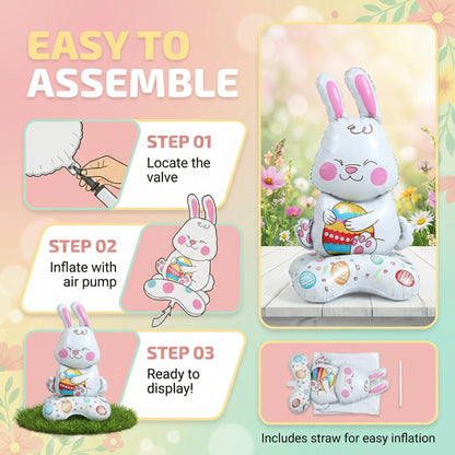 🎁 Oster-Frühbucher-Sale : €9.99!!🐰 Riesen 3D-Steh-Hase-Ballon – selbststehend für festliche Stimmung