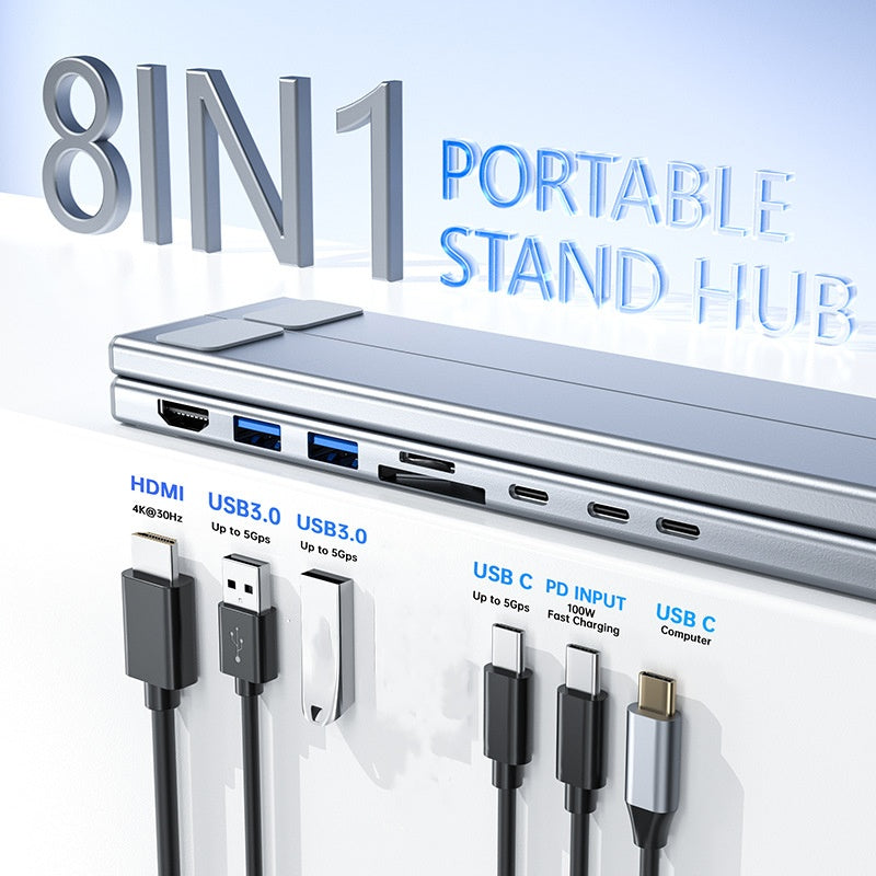 ⚡🚀 2-in-1 USB-C Dockingstation & Laptopständer – 8 Ports, 4K HDMI & höhenverstellbar 🔥💻 Für ergonomisches Arbeiten & maximales Homeoffice-Setup