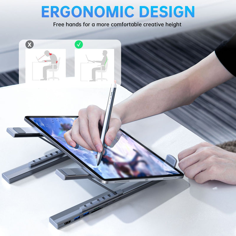 ⚡🚀 2-in-1 USB-C Dockingstation & Laptopständer – 8 Ports, 4K HDMI & höhenverstellbar 🔥💻 Für ergonomisches Arbeiten & maximales Homeoffice-Setup