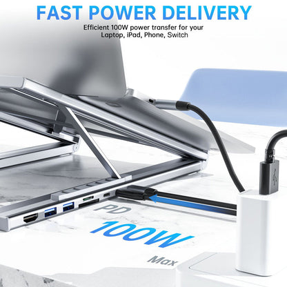 ⚡🚀 2-in-1 USB-C Dockingstation & Laptopständer – 8 Ports, 4K HDMI & höhenverstellbar 🔥💻 Für ergonomisches Arbeiten & maximales Homeoffice-Setup