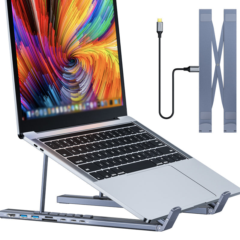 ⚡🚀 2-in-1 USB-C Dockingstation & Laptopständer – 8 Ports, 4K HDMI & höhenverstellbar 🔥💻 Für ergonomisches Arbeiten & maximales Homeoffice-Setup