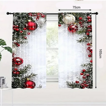 🎅Weihnachtsangebot – 50 % Rabatt🎄Weihnachtliche Fenstergardinen, 2-teiliges Set für Ihre Heimdekoration
