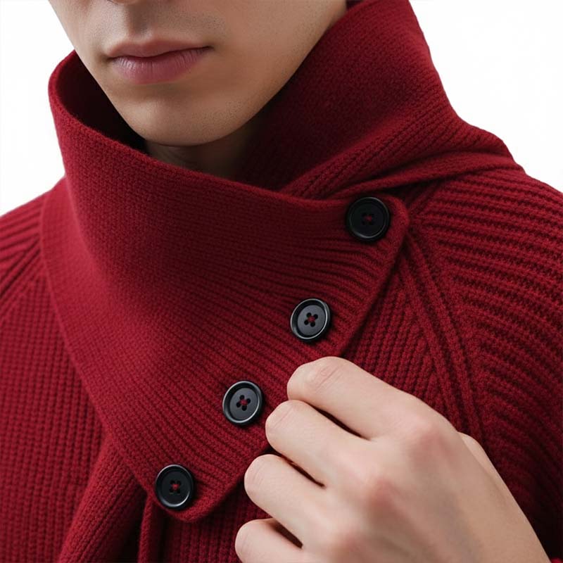 🎅 Festliche Vorratssale🧣Unisex-Rippenpullover mit abnehmbarem Loop-Schal🎁