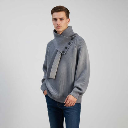 🎅 Festliche Vorratssale🧣Unisex-Rippenpullover mit abnehmbarem Loop-Schal🎁