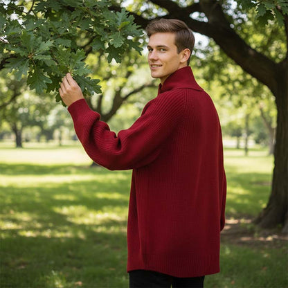 🎅 Festliche Vorratssale🧣Unisex-Rippenpullover mit abnehmbarem Loop-Schal🎁