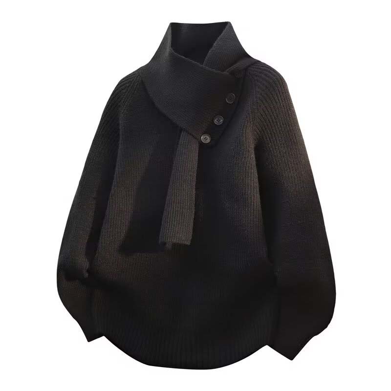 🎅 Festliche Vorratssale🧣Unisex-Rippenpullover mit abnehmbarem Loop-Schal🎁