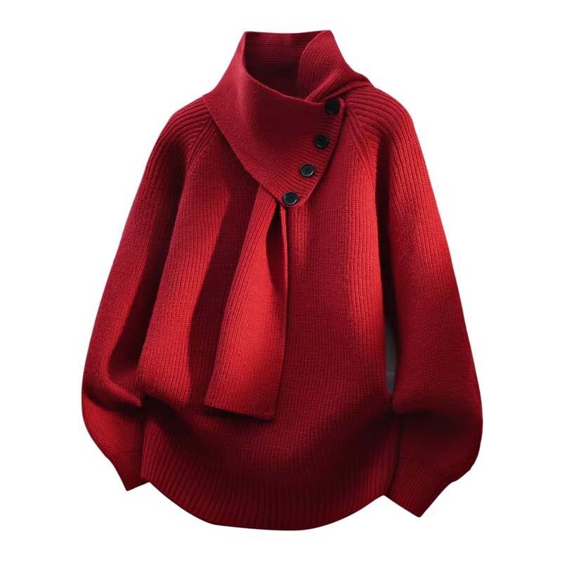 🎅 Festliche Vorratssale🧣Unisex-Rippenpullover mit abnehmbarem Loop-Schal🎁