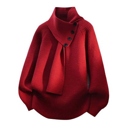 🎅 Festliche Vorratssale🧣Unisex-Rippenpullover mit abnehmbarem Loop-Schal🎁