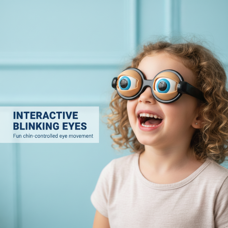 Lustige Kinder-Brille mit Zugschnur und Blinzel-Effekt