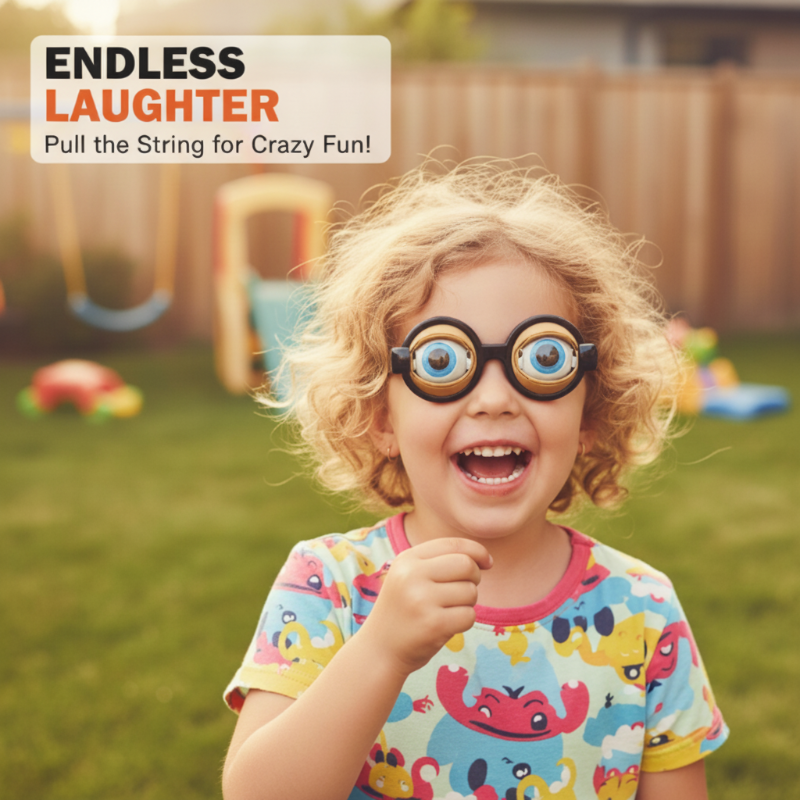 Lustige Kinder-Brille mit Zugschnur und Blinzel-Effekt
