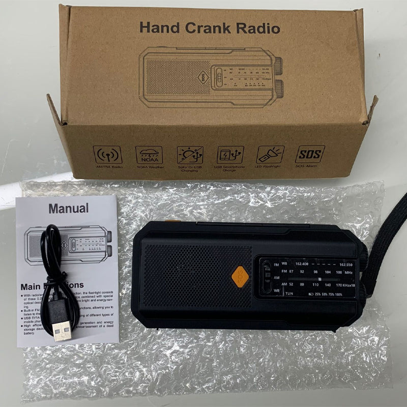 💎  💎 Radio Météo d’Urgence Multifonction – Solaire, Manivelle & Powerbank 2000 mAh avec Alarme SOS 🌞📻