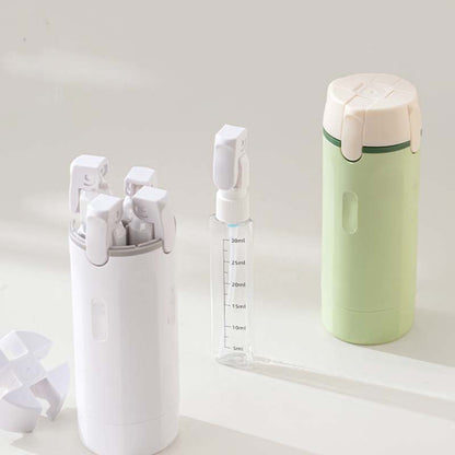 🧴  4-in-1 Reiseflasche – Universal, Auslaufsicher & Platzsparend 🧼