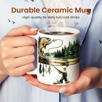 Keramik-Kaffeetasse mit Fischermotiv