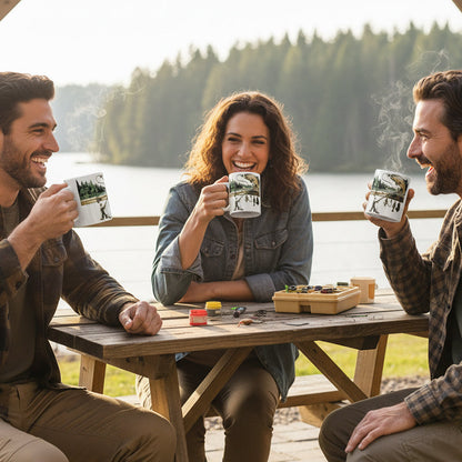 Keramik-Kaffeetasse mit Fischermotiv