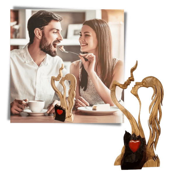 👩‍❤️‍👨Para Love Fa dekorative Ornamente, kreative dekorative Kunst,Holzschnitzerei in Herzform Dekoration