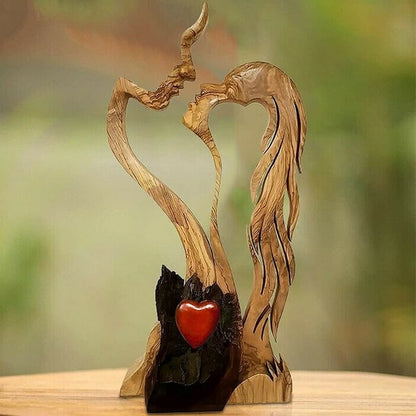 👩‍❤️‍👨Para Love Fa dekorative Ornamente, kreative dekorative Kunst,Holzschnitzerei in Herzform Dekoration