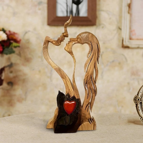 👩‍❤️‍👨Para Love Fa dekorative Ornamente, kreative dekorative Kunst,Holzschnitzerei in Herzform Dekoration