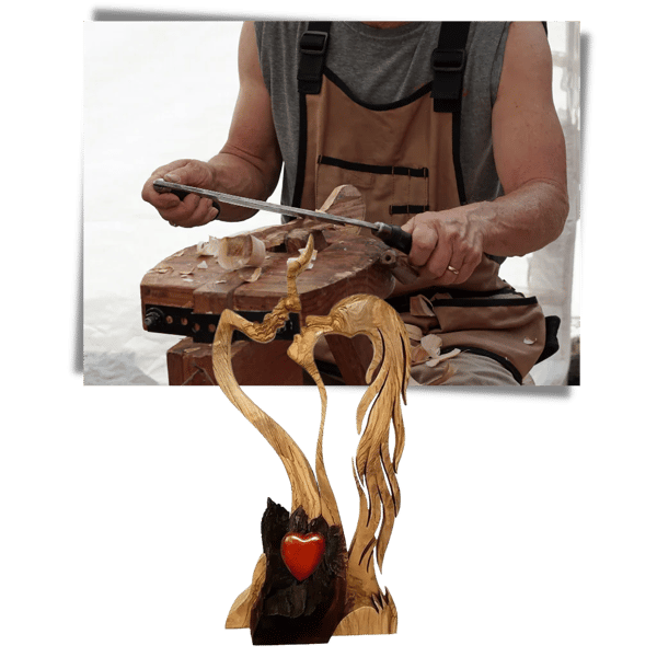 👩‍❤️‍👨Para Love Fa dekorative Ornamente, kreative dekorative Kunst,Holzschnitzerei in Herzform Dekoration