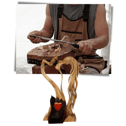 👩‍❤️‍👨Para Love Fa dekorative Ornamente, kreative dekorative Kunst,Holzschnitzerei in Herzform Dekoration