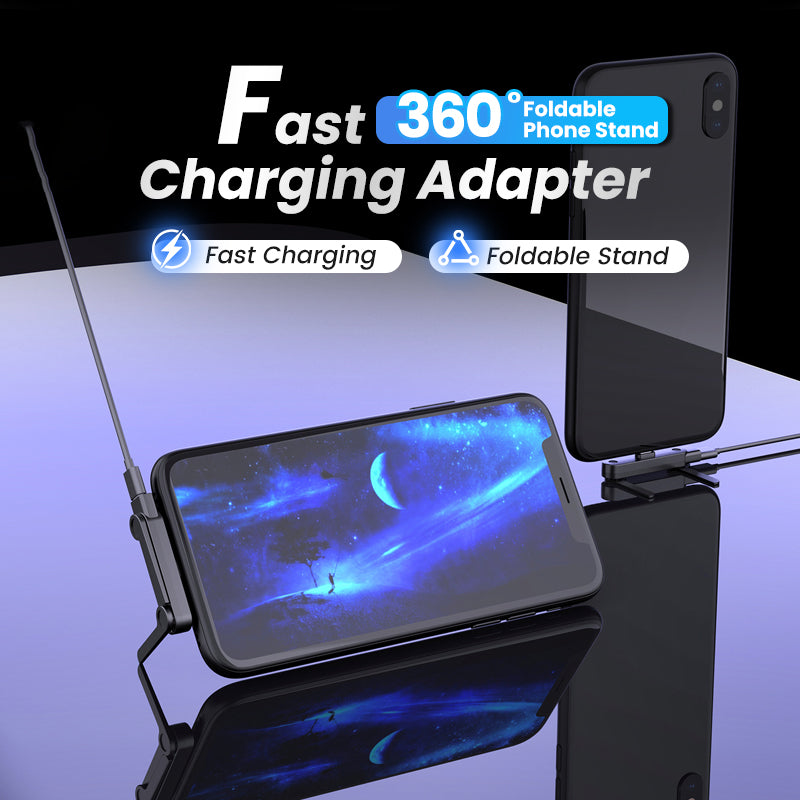 🔋 20% RABATT! ⚡ Schnellladeadapter mit um 360° schwenkbarer Handyhalterung – universell kompatibel, kompaktes Design und freihändige Nutzung 📱
